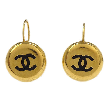 Chanel Button Earrings Gold Clip-On 97P