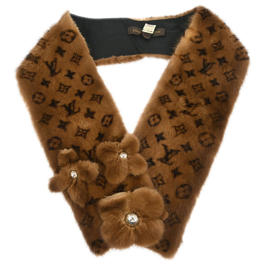 Louis Vuitton Monogram Mink Flower Echarpe Shawl Stole M74259 Small Good