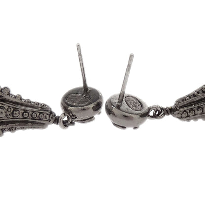 Chanel Costume Pearl Silver Dangle Piercing Earrings 03P