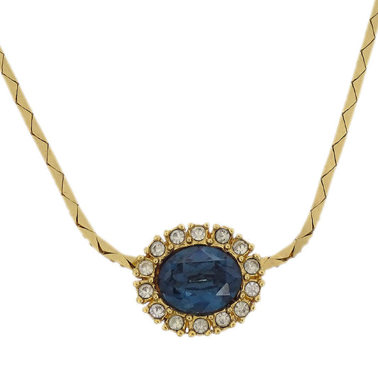 Christian Dior Necklace Pendant Gold Rhinestone