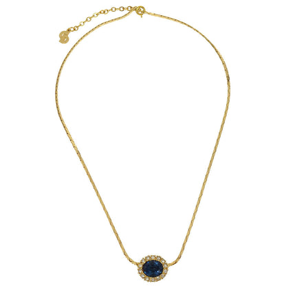 Christian Dior Necklace Pendant Gold Rhinestone