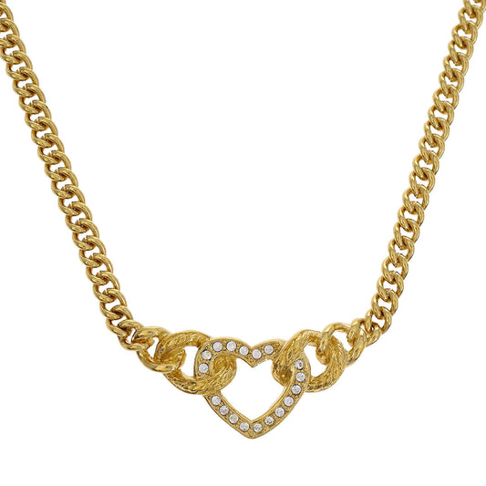 Christian Dior Necklace Pendant Gold Rhinestone