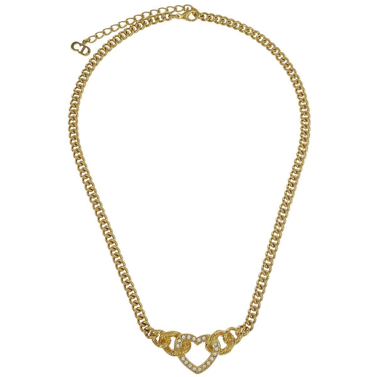 Christian Dior Necklace Pendant Gold Rhinestone