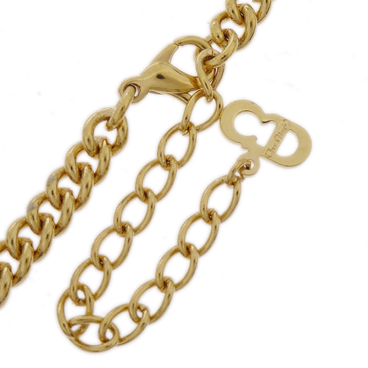 Christian Dior Necklace Pendant Gold Rhinestone