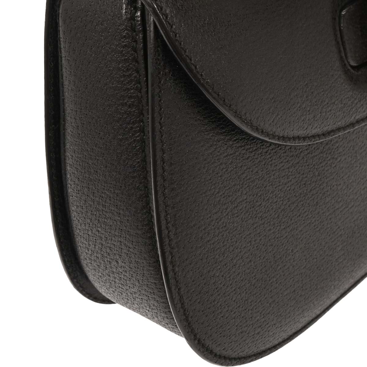 Gucci Black Pigskin Bamboo 2way Shoulder Handbag