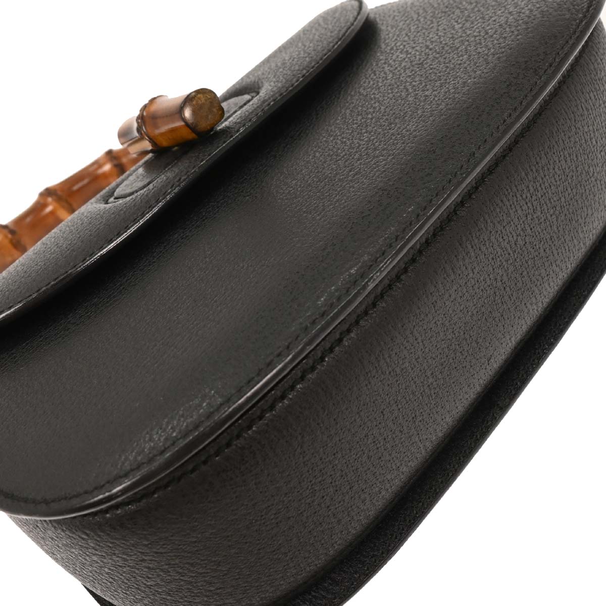 Gucci Black Pigskin Bamboo 2way Shoulder Handbag