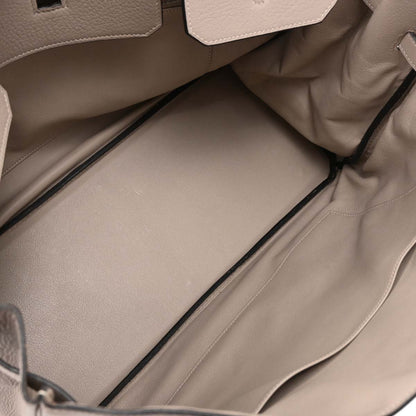 Hermes Tourterelle Taurillon Clemence Birkin 45 Handbag
