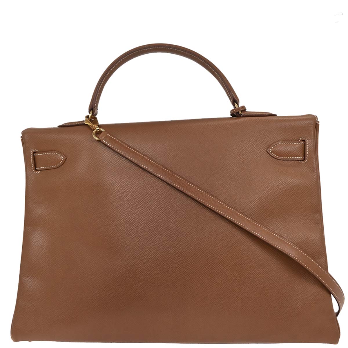 Hermes Gold Courchevel Kelly 40 Retourne 2way Shoulder Handbag