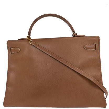 Hermes Gold Courchevel Kelly 40 Retourne 2way Shoulder Handbag