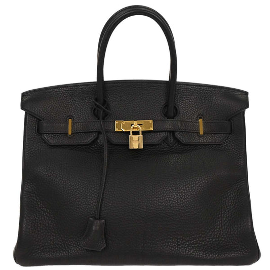 Hermes Black Taurillon Clemence Birkin 35 Handbag