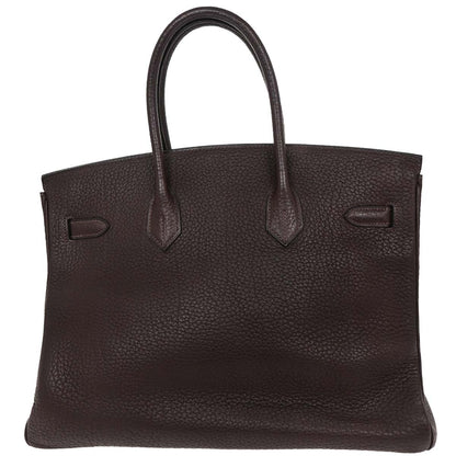 Hermes Chocolat Fjord Birkin 35 Handbag