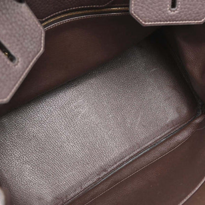 Hermes Chocolat Fjord Birkin 35 Handbag