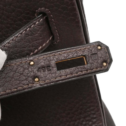 Hermes Chocolat Fjord Birkin 35 Handbag