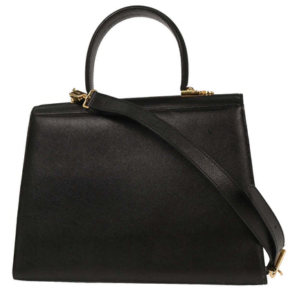 Salvatore Ferragamo Black Gancini 2way Shoulder Handbag