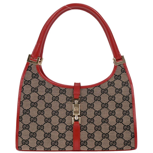 Gucci Gray Red Canvas GG Jackie Handbag
