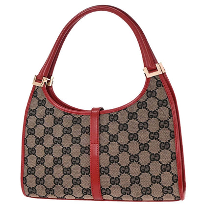 Gucci Gray Red Canvas GG Jackie Handbag