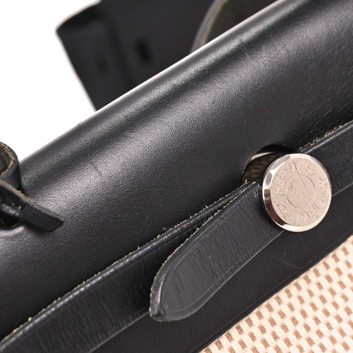 Hermes Black Natural Toile GM Officier Herbag PM 2 in 1 Handbag
