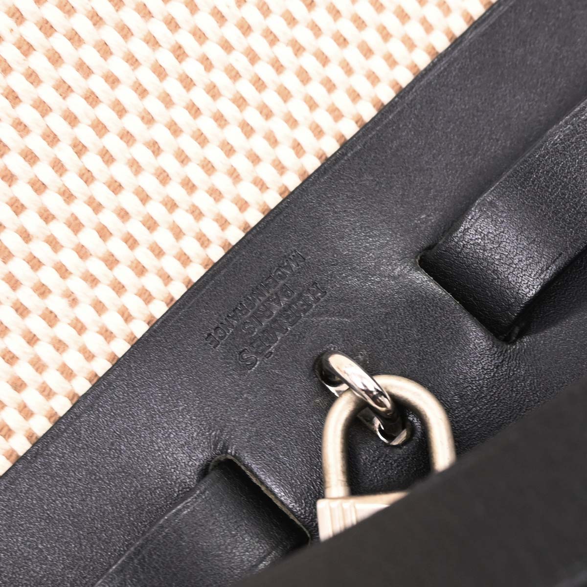 Hermes Black Natural Toile GM Officier Herbag PM 2 in 1 Handbag