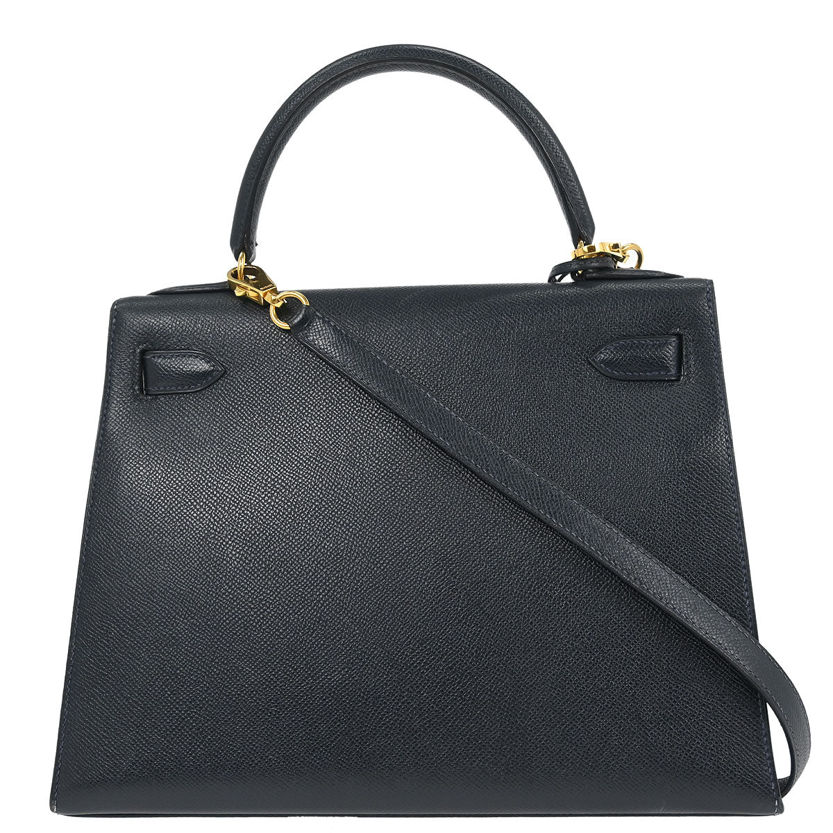 Hermes Blue Indigo Courchevel Kelly 28 Sellier 2way Shoulder Handbag