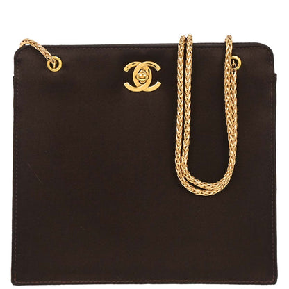 Chanel Brown Satin Shoulder Bag