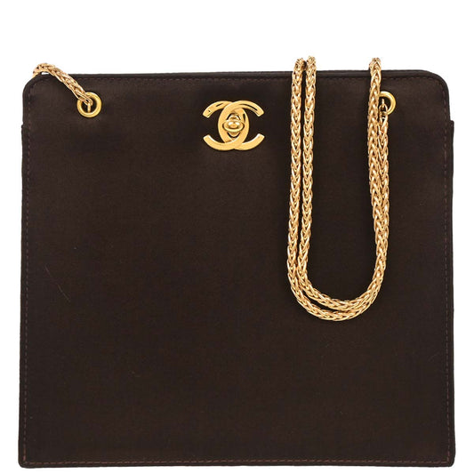 Chanel Brown Satin Shoulder Bag