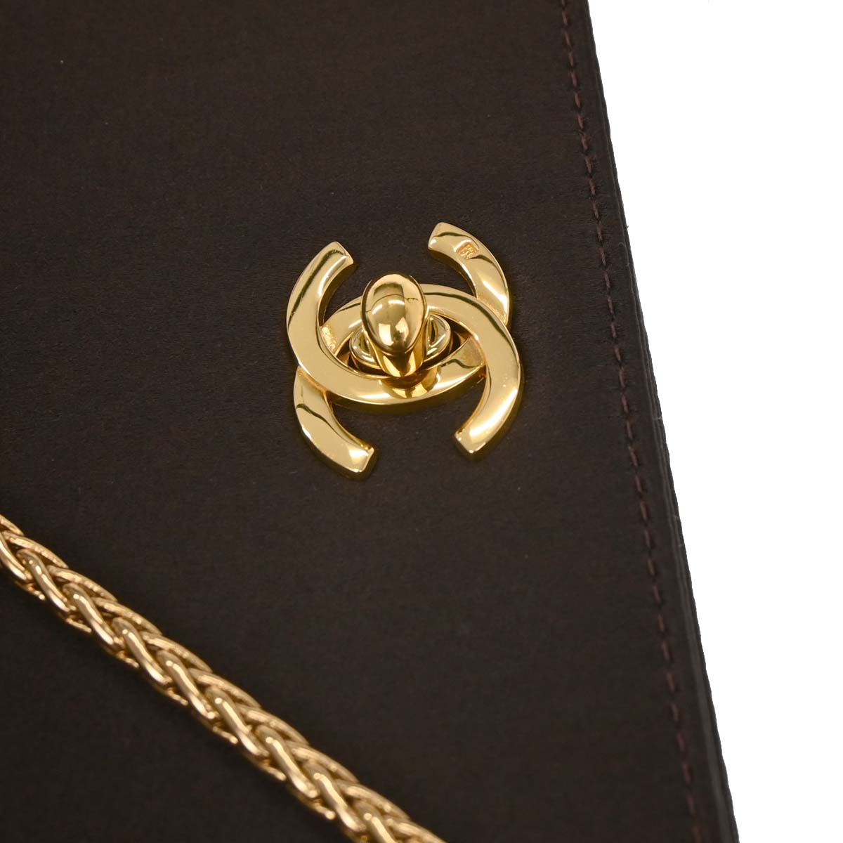 Chanel Brown Satin Shoulder Bag