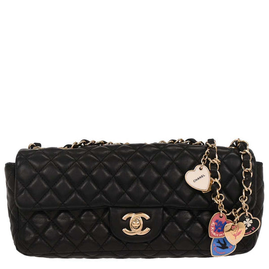 Chanel Black Lambskin Valentine East West Shoulder Bag