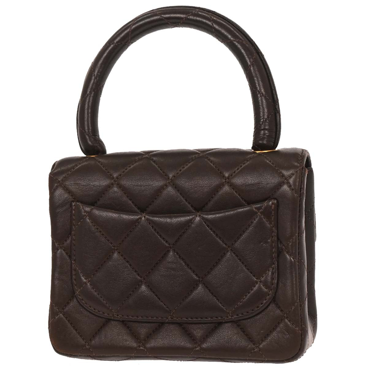 Chanel Brown Lambskin Top Handle Handbag