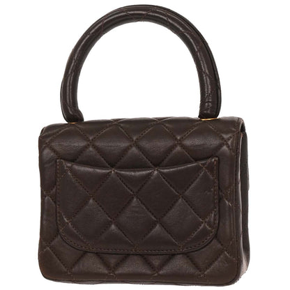 Chanel Brown Lambskin Top Handle Handbag