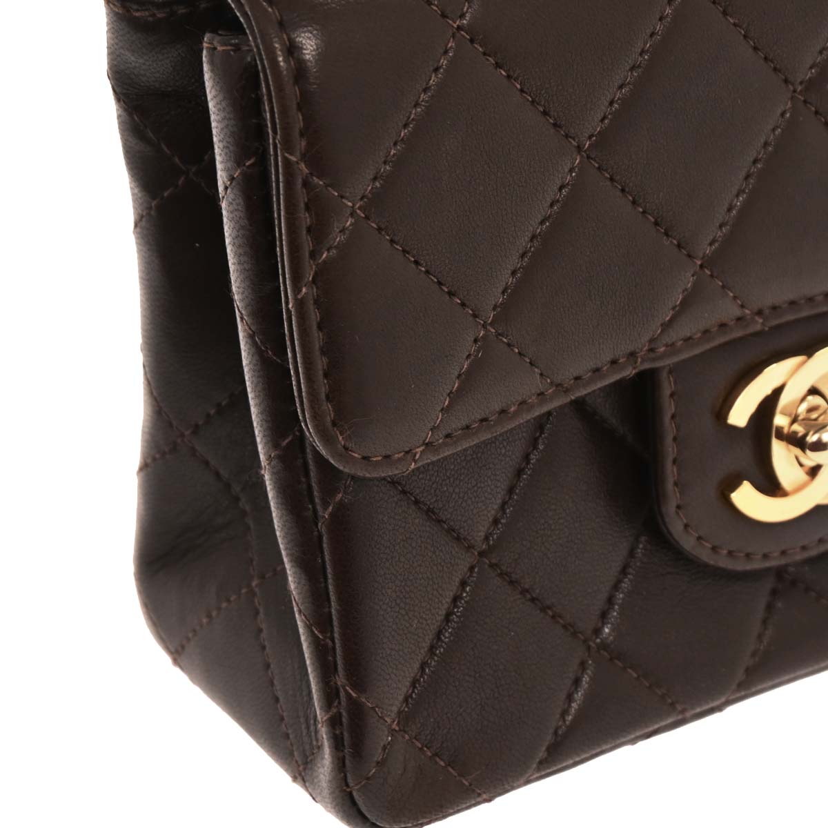 Chanel Brown Lambskin Top Handle Handbag