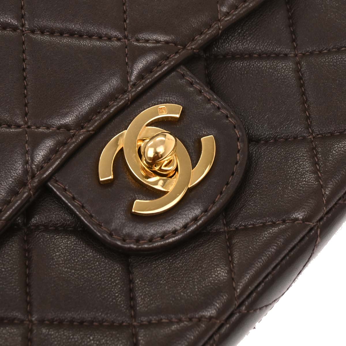 Chanel Brown Lambskin Top Handle Handbag