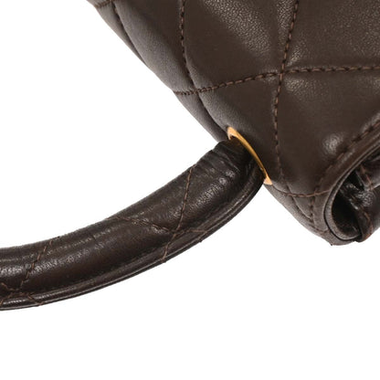 Chanel Brown Lambskin Top Handle Handbag