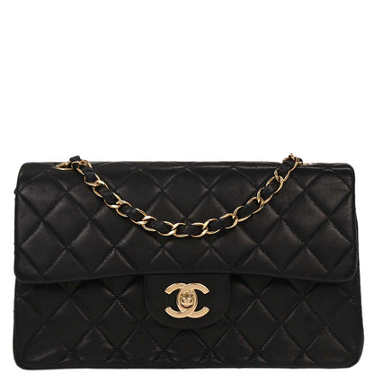 Chanel Black Lambskin Small Classic Double Flap Shoulder Bag