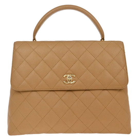 Chanel Beige Caviar Top Handle Handbag