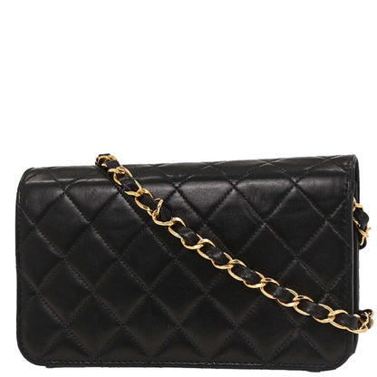 Chanel Black Lambskin Turnlock Mini Full Flap Shoulder Bag