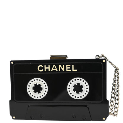 Chanel Black Acrylic Cassette Tape Clutch Bag
