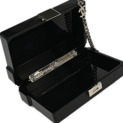 Chanel Black Acrylic Cassette Tape Clutch Bag