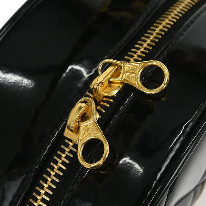 Chanel Black Patent Leather Round Vanity Handbag