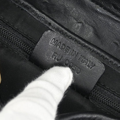 Christian Dior * Black Ostrich Saddle Handbag