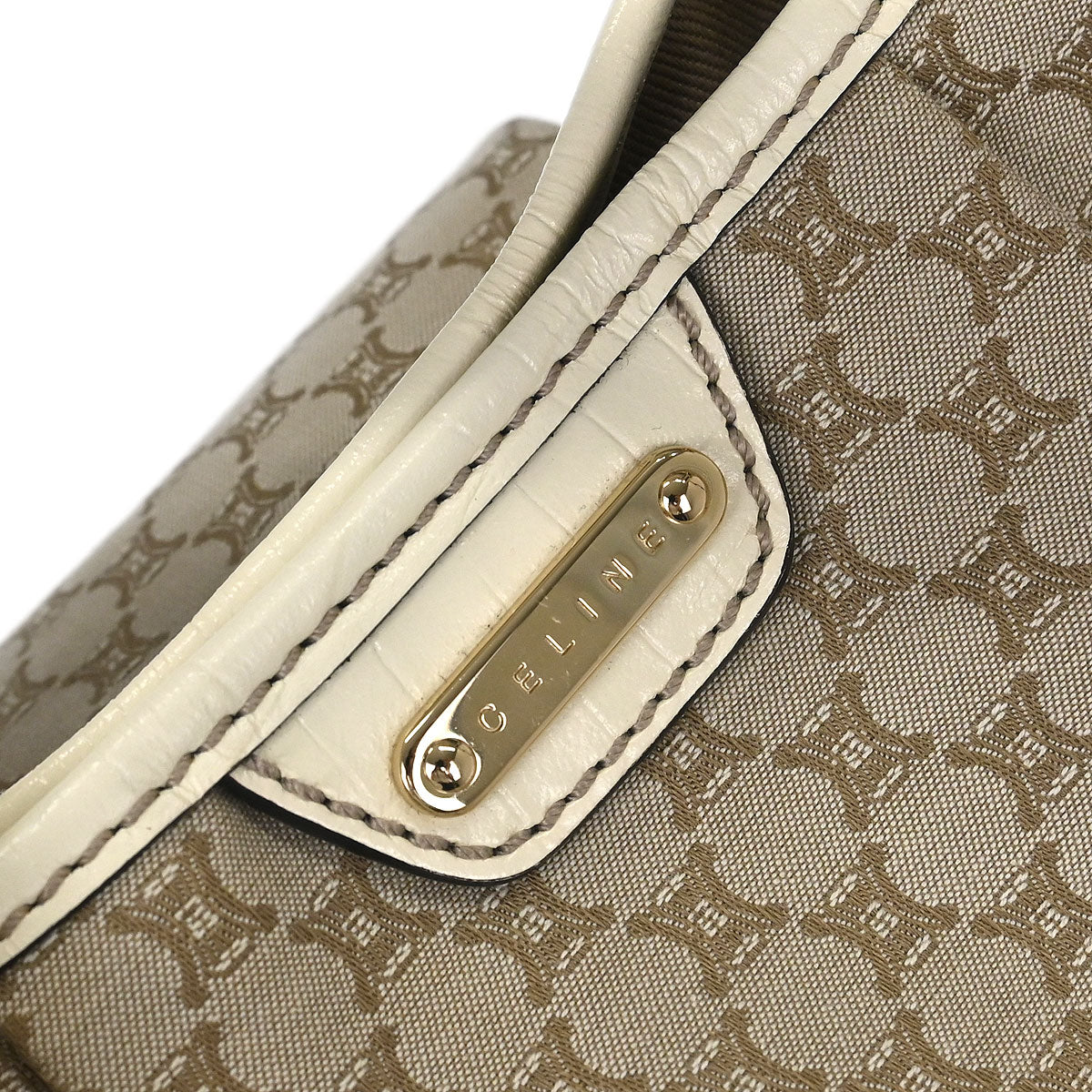 Celine Beige Macadam Shoulder Bag