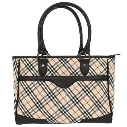 Burberry Beige Canvas Burberry Check Tote Handbag