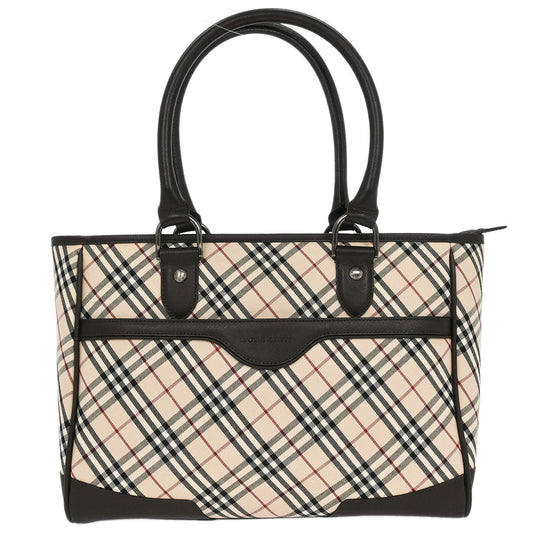 Burberry Beige Canvas Burberry Check Tote Handbag