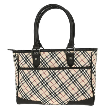 Burberry Beige Canvas Burberry Check Tote Handbag