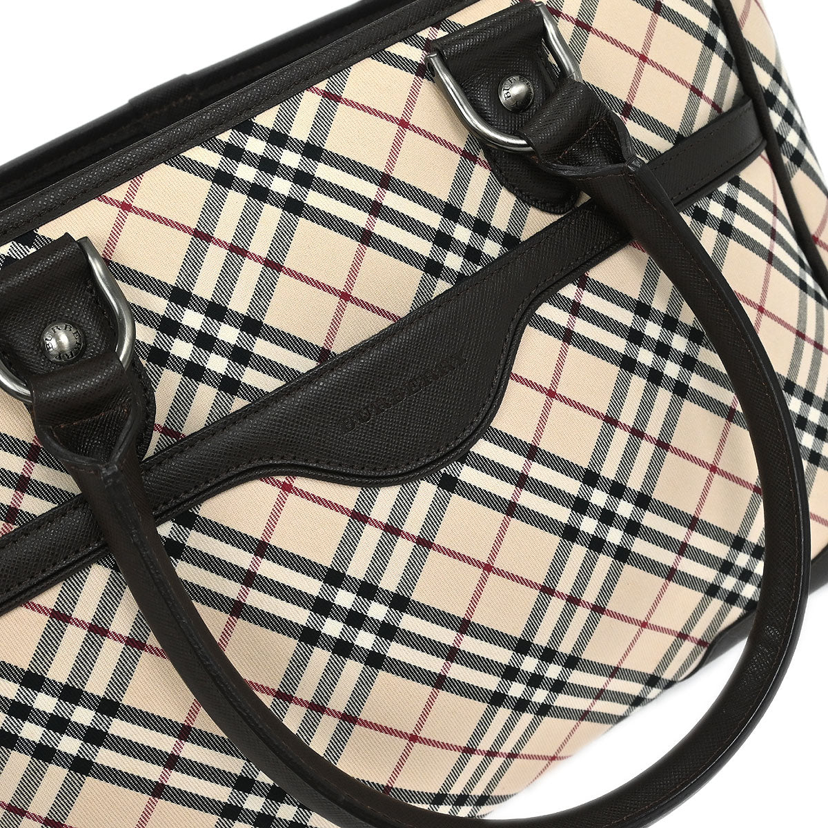 Burberry Beige Canvas Burberry Check Tote Handbag