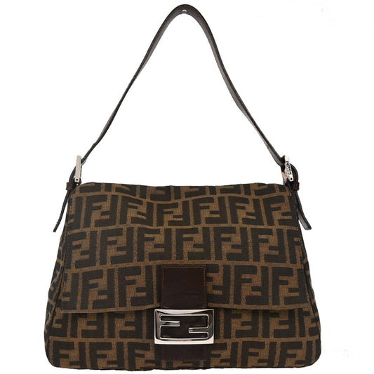 Fendi Brown Canvas Zucca Mamma Baguette Handbag