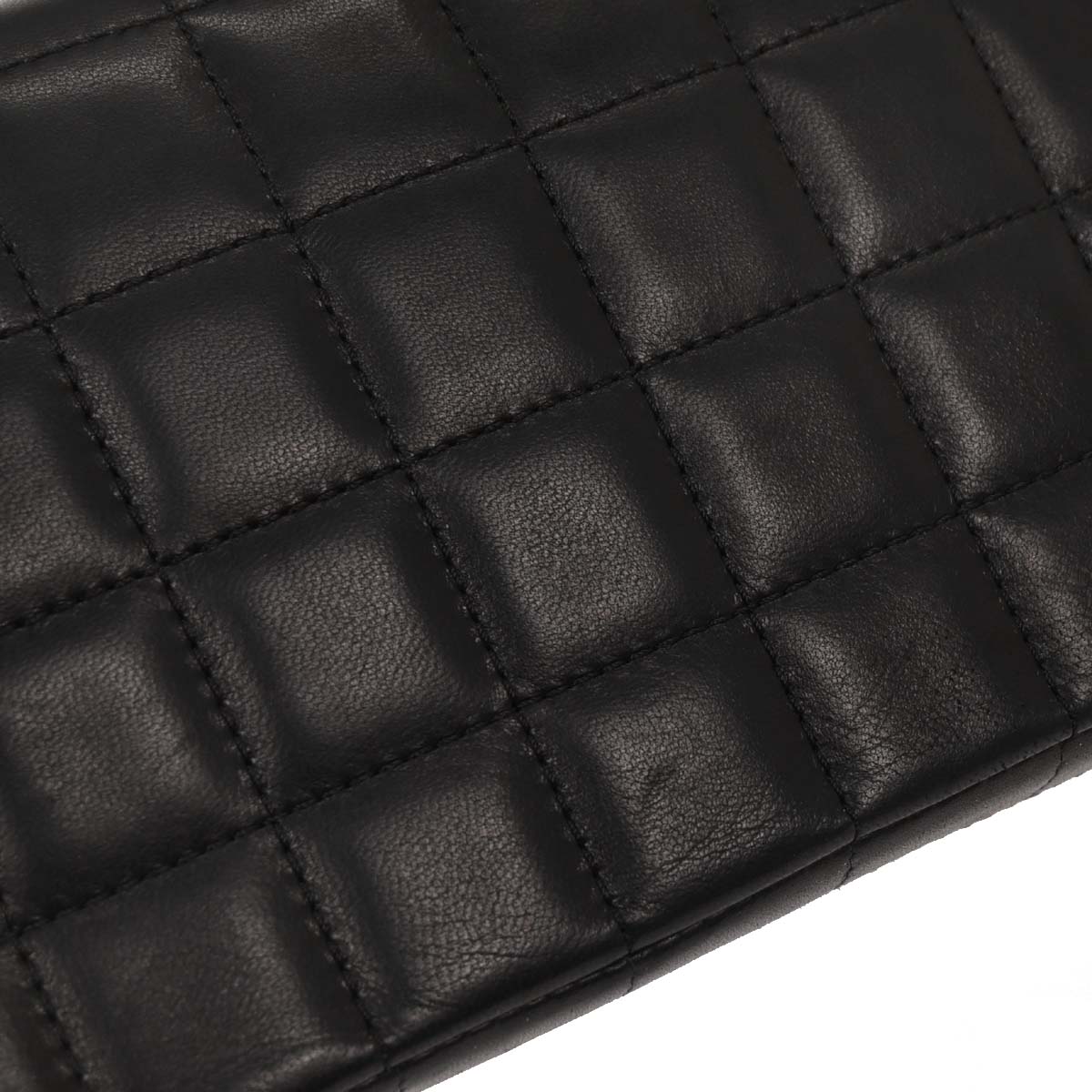 Chanel Black Lambskin East West Choco Bar Shoulder Bag