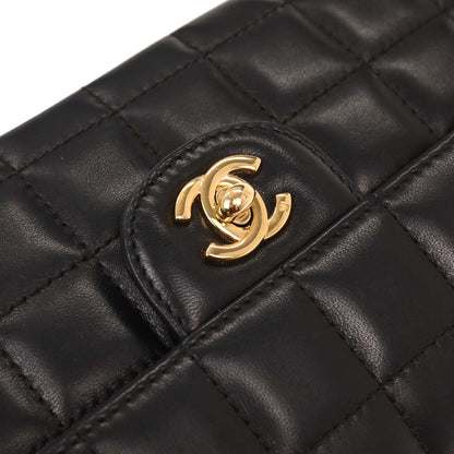 Chanel Black Lambskin East West Choco Bar Shoulder Bag