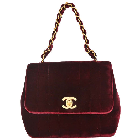 Chanel Bordeaux Velvet Mademoiselle Chain Handbag