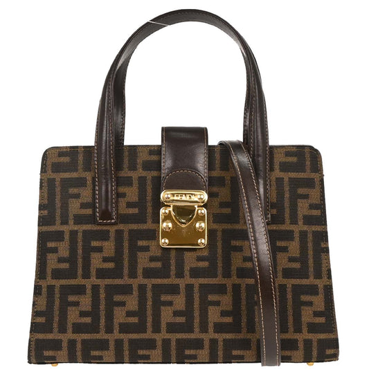 Fendi Brown Zucca 2way Shoulder Tote Handbag