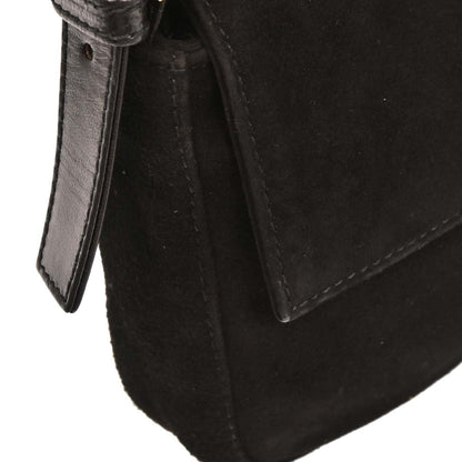 Fendi Black Suede Baguette Handbag